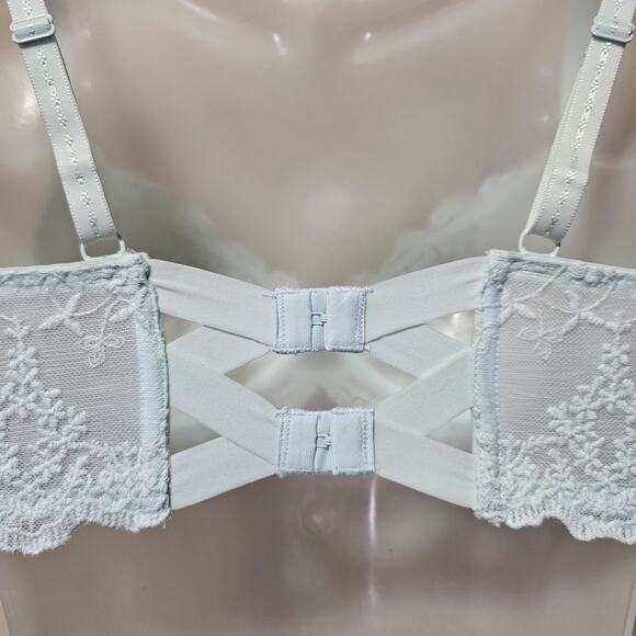Intimately Free People Daydreamer Bra 32D Lace Underwire Unlined Ice Fog Sheer - Picture 14 of 16